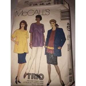 McCalls Maternity Unlined Jacket Top, Skirt , Pants and Sash Size L Cut